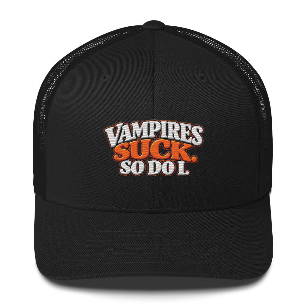 Vampires Suck. So Do I. funny Halloween trucker hat